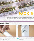 175 Piece Cotter Pin Kit With Six Sizes Zinc Plated Steel Hairpin R Clips in storage case and insertion demonstration