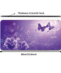 Desk Pad Protector For Office And Home All Day Non Slip Mouse Pad 23.6 By 11.8 Inches Purple Butterfly Desk Mat With Durable Stitched Edges