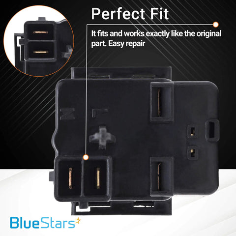 WR07X10097 12uF 250VAC Relay And Overload Assembly Replacement For GE Refrigerators shown with brand BlueStars