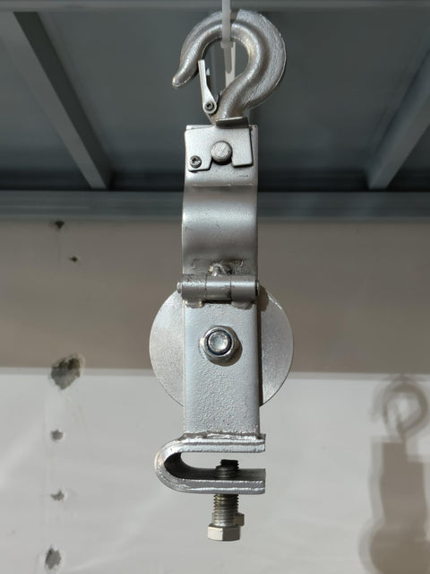 Heavy Duty Cable Pulley Set With Cast Aluminum Wheel For Smooth Cable Feeding, Wear Resistant, Dual Fixing Methods, on ceiling