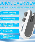 2 In 1 Bag Sealer With Cutter And Magnet, Rechargeable Vacuum Seal Machine features overview and product image