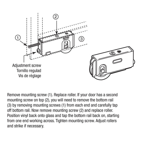 1-1/2 Inch Steel Roller Assembly With Ball Bearing And Plain Back Housing For Sliding Patio Doors, Fits Howmet, Krestmark And More, Yellow Zinc Finish, 1/4-20 Mount Hole On Back, Optional 10-32 Top Hole, Durable, Smooth Operation diagram