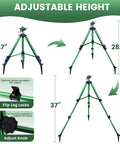 Adjustable tripod height showing 19.7, 28.5, 37 inches for Heavy Duty Lawn Sprinkler On Tripod Base With 360 Degree Coverage Reaches 45 Feet