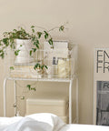 Rolling Laundry Basket With Wheels And Brakes, White Wire Garment Storage Cart With Visible Storage Space, plant decor