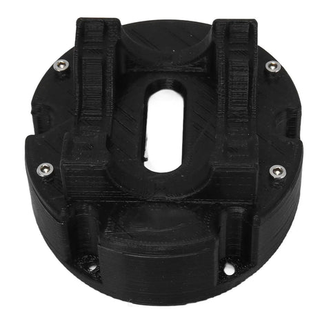 Black Sequential Shifter Mod Plate For TH8A USB Racing Wheel Adapter, durable aluminum, round base with screw holes.