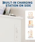 Close-up of built-in charging station on Totally Legit Folding Sewing Table With Quick Charge Port and Smooth Rolling Base.
