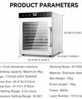 Premium Heavy Duty Freeze Dryer Machine With Twelve Stainless Steel Trays To Keep Your Fruits Veggies And Beef Jerky Rock Solid And Fresh As Heck For Any Home Hustle shown with dimensional specifications.