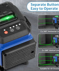 Green Beam 16 Lines Laser Level With Self Leveling, 150ft Range showing horizontal and vertical laser lines in operation