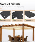Installed T Post Timber Pergola Bracket Set For 4x4 And 6x6 Lumber Heavy Duty Steel Powder Coated Black shown on wooden structure