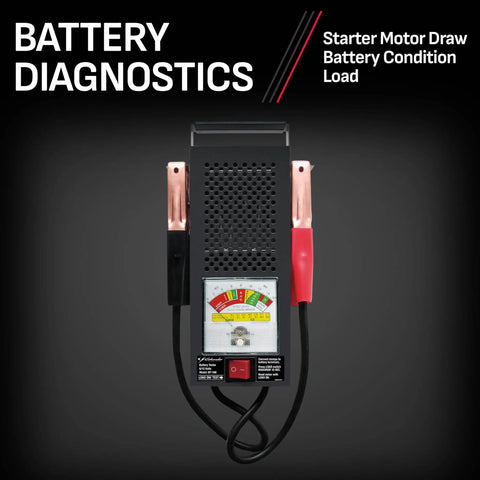 3 In 1 Battery Load Tester For 6V And 12V Cars And Diesels, Analyzes Battery Health, Tests Charging System And Starter, Handles Up To 1000 Cranking Amps With 50 Amp 6V And 100 Amp 12V Load, Model BT100 with clamps