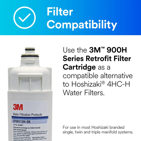 3M 900H Series Retrofit Filter Cartridge, NSF Certified,  compatible with Hoshizaki systems for water filtration.