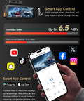 Dual Front And Rear Dash Cam With 4K Front And 2.5K Rear, Built-In WiFi With App Control, shown with app interface on smartphone