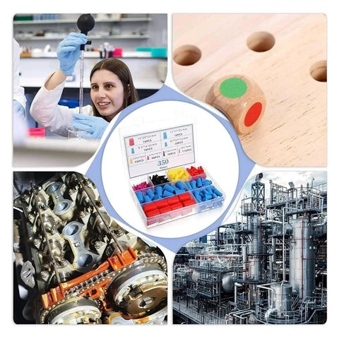 Ultimate 350 Pcs Silicone Rubber Tapered Plug Kit With 8 Various Sizes From 1/16 Inch To 5/8 Inch For Lab And Industrial Use Heat Resistant Stoppers That Won't Crack Shrink Or Break Under Pressure, silicone plugs in tray
