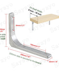 Diagram of Heavy Duty Floating Shelf Brackets 8 Inch By 6 Inch Stainless Steel L Brackets Brushed Nickel Wall Supports for wood shelves.