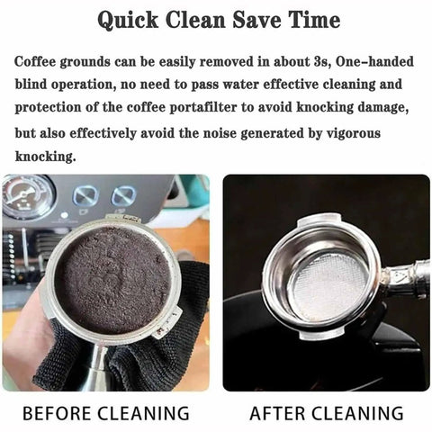Electric Portafilter Cleaner And Knock Box Offers Hella Easy Cleanup For Home Baristas Quick Grounds Removal Shows before and after cleaning