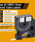 Heavy Duty Polyolefin Heat Shrink Wire Labels Built Like A Brick For Rhino 4200 5200 6000 And 3M Tools Hardcore Flame Retardant Cable Marking Tape 18 Mil Thick 6mm 1.5m black on white label tape
