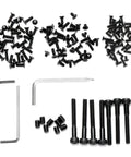 Pro Grade M3 M3.5 M4 Torx Anti Stripping And M4 Hex Screw Set With 6mm 8mm 10mm 12mm 14mm Lengths Standard Head Torx Key Screws 8 Pieces Per Size Includes Installation Tools 136 Black Screws For DIY Projects shown with screws and tools
