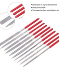 Diamond Needle File Set With Rubber Handles, 10 Pcs 120 Grit Grinding Trimming Files Kit for Woodworking Metalworking Glass Ceramic