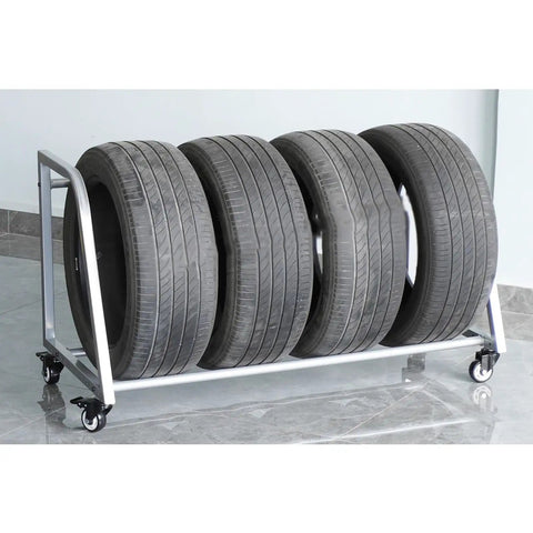 Built Tough Rolling Tire Rack For Garage With Smooth Glide Casters And Scratch Resistant Steel Frame Mobile Automotive Storage Cart For Home Gearheads And Transport Trailers