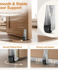 Rock Solid Heavy Duty Vertical Track Roller Wheels 4 Pack Sliding Door Bottom Guides with smooth black wheel and steel support.