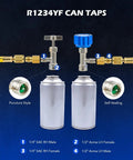 R1234yf Quick Couplers Kit with self-sealing taps and puncture can tap, includes 1/4 inch to 1/2 inch HVAC hose adapters