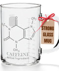 Caffeine Molecule Beaker Mug With Handle, Clear Glass Measuring Cup Coffee Cup with chemical structure and strong glass label
