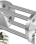Beefy Boat Prop Puller Tool For 3 And 4 Blade Props Fits Prop Shafts From One And One Quarter Inch To One And One Half Inch Hub Size Two And Three Eighths Inch For Three Blade And Three And One Eighth Inch Or Less For Four Blade Marine Prop Removal Tool shown with a metal cylindrical design and threaded rods