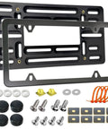 Front License Plate Mounting Kit No Drill Easy Install Plastic Front Plate Adapter With Black Aluminum Frame Car Tag Holder