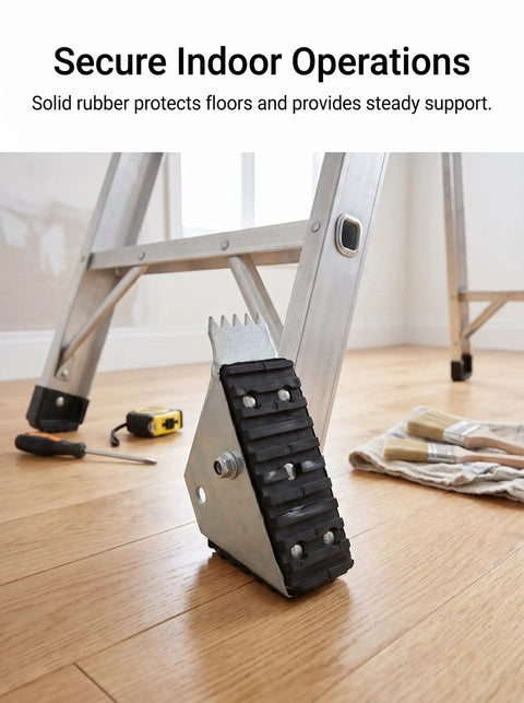 Anti Skid Ladder Feet Replacement Shoes Kit For Extension Ladders Aluminum Foot Pads 2 Pack Safe Ground Grip shown on wood floor