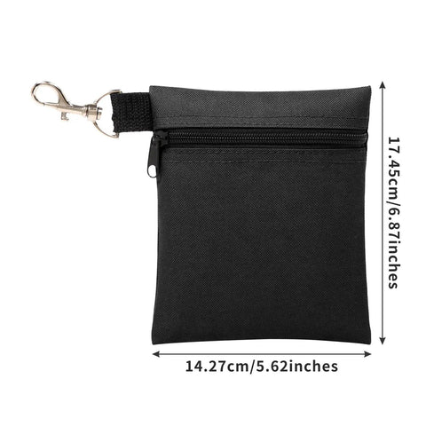 Durable Golf Tee Pouch With Zipper And Clip 600D Polyester Ball And Tee Bag Metal Lobster Claw Clip Attaches Swivel