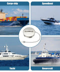Collage of cargo ship, speedboat, yacht, hovercraft with 2 Inch 50mm Boat Gas Cap Stainless Steel Polished Marine Deck Fill With Chain