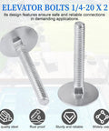 Two zinc-plated steel elevator bolts, 1/4-20 x 2 with flat sinking heads; set of 20