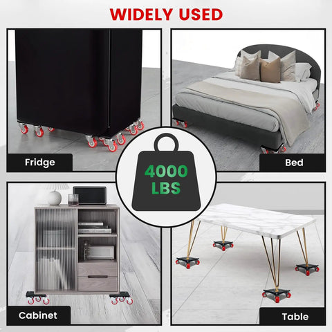 Dexmary Heavy Duty 1400 Lbs Furniture Dolly With 360 Swivel Wheels Movers Cart Featuring Five Rubber Casters For Transporting Fridge, Bed, Cabinet, Table.
