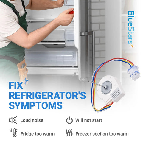 Beefy Build Evaporator Fan Motor For GE And Hotpoint Refrigerators Replacement WR60X10185 with wires, installed in refrigerator.