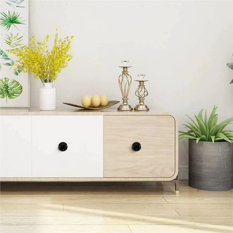 24 Piece Snazzy Crystal Cabinet Knobs And Wardrobe Drawer Pull Handles For Furniture Refresh With Glossy Transparent Finish on a modern dresser.