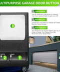 Wall Mount Garage Door Control Panel Switch For Plug And Play Opener Setup showing light, lock, and door operation features