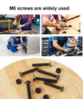 Heavy Duty M6 Countersunk Bolts And Hex Socket Cap Screws Kit, 50 Piece Assortment With Hex Nuts on a wooden surface.