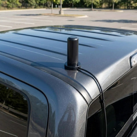 Low Profile GMRS NMO Antenna For UHF 462 467 MHz, Three Point Five Inch Ghost Antenna installed on vehicle roof