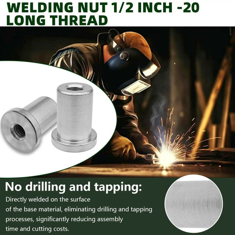 Heavy Duty Steel Weld Nuts 4 Pack Featuring 1/2-20 Thread And Extended Step Design For Chassis Fabrication And Diy Auto Builds That Demand Tough As Nails Grip And Zero Slack On Every Project, showcasing weld nut detail.