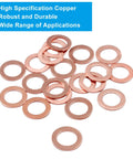 100 Pack M10 Copper Flat Washers Set ID 10mm OD 16mm Sealing Gasket Kit Heavy Duty Copper Washers For Plumbing Auto Machinery High Heat Endurance And Tight Seals displayed on white background