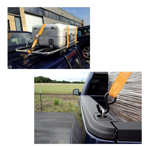 One Inch Ratchet Tie Down Straps Set Of Four For Cargo Kayaks On Roof Racks Or Truck Bed With Heavy Duty Coated S Hooks And Cam Buckles