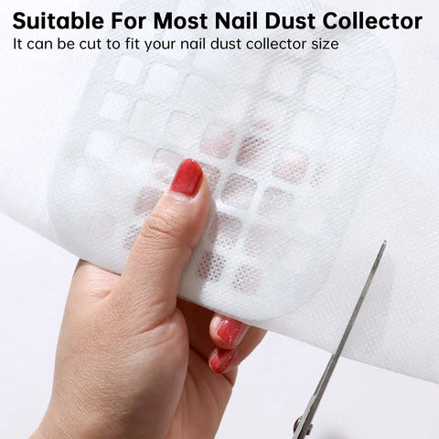 Hand cutting 50 Pack Nail Dust Collector Filter Paper Pads For Nail Pros Lightweight PP Material Replacement Cotton Film Sheets Vacuum Dust Collector Filters 19 By 24 Cm Trim To Fit Salon Grade Nail Supply