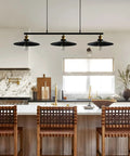Three Pack Rustic Farmhouse Pendant Lights For Kitchen Island And Dining Room With Three E26 Sockets Adjustable Pulley Style Chandeliers