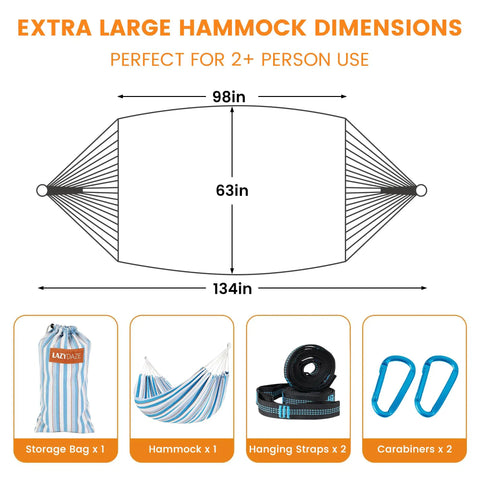 Diagram and components of Double Brazilian Cotton Hammock Portable Outdoor Camping Hammock With Tree Straps Travel Bag For Backyard Patio