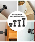 Black Adjustable Bed Frame Stabilizers With No Sweat Mounts For Quiet Sleep And Wall Protection That Squash Creaky Noise For A Chill Room Vibe And Totally Stress Free Sleeping Every Night installation tips showing various angles and uses.