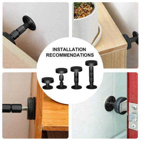 Black Adjustable Bed Frame Stabilizers With No Sweat Mounts For Quiet Sleep And Wall Protection That Squash Creaky Noise For A Chill Room Vibe And Totally Stress Free Sleeping Every Night installation tips showing various angles and uses.