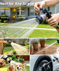 Heavy Duty Fireman Style Hose Nozzle With Eight Spray Patterns for garden watering, pet bathing, car washing, outdoor cleaning
