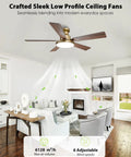 Straight Up Stunning 52 Inch Low Profile Gold Ceiling Fan With Huge LED Light Panel Plus Smart App Remote Control in a modern living space.