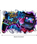 Large 3D Gamer Wall Decal Set With Controller Design Peel And Stick For Boys Room Teen Bedroom Playroom Wall Decor