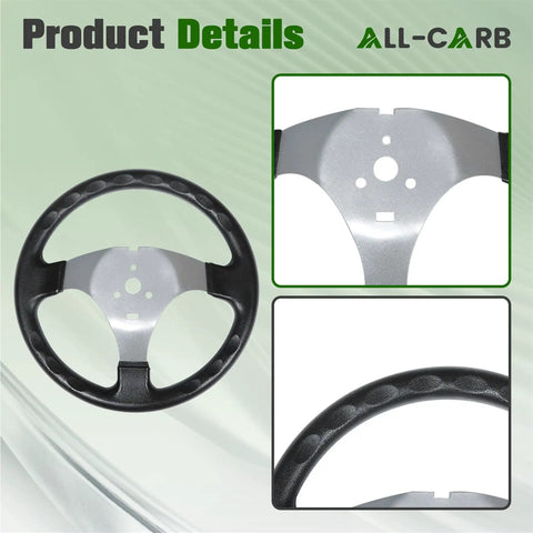 Drop In Ready 300MM Go Kart Steering Wheel Assembly Kit With 320MM Gear Rack Pinion And Adjustable Tie Rod Shaft For 110CC Dirt Track Racer Heavy Duty Steel Parts Set - close-up of steering wheel